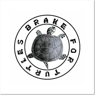 Brake For Turtles Round Logo Posters and Art